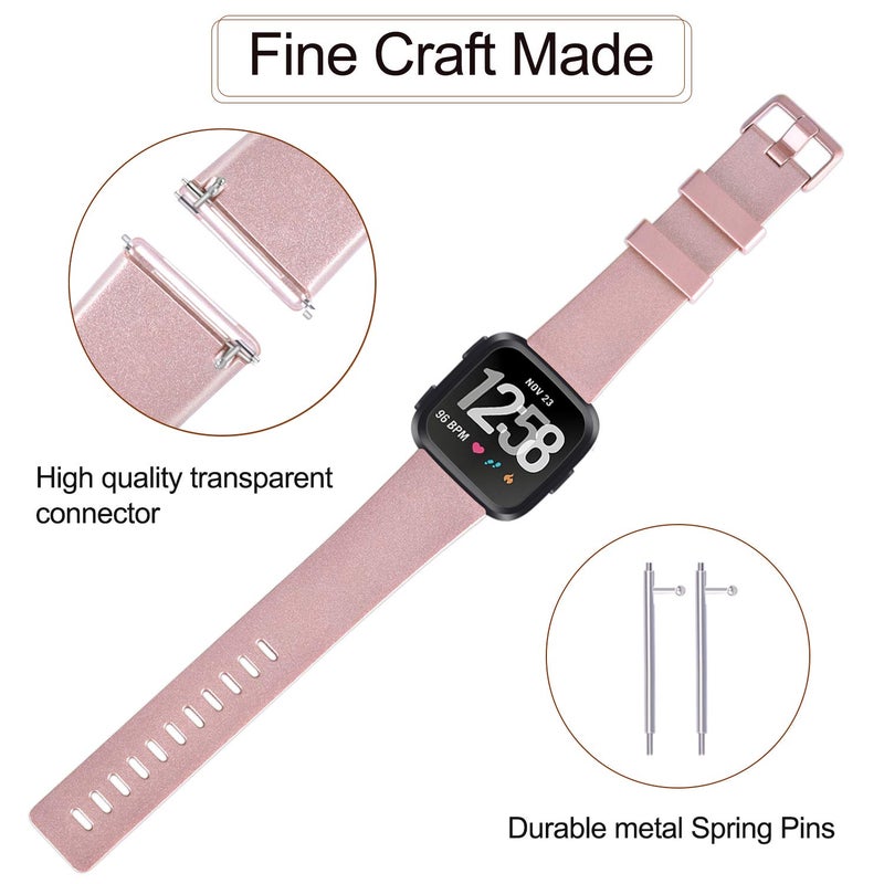AK Sports Bands Compatible for Fitbit Versa 2, Soft Elastomer Multi-colors Replacement Wristbands for Fitbit Smart Watch (Rose Gold, Small) - Image 3